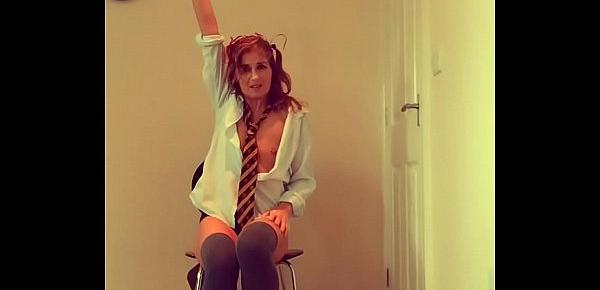  Tiny schoolgirl milf Brit pees herself in desperation cosplay fan requested